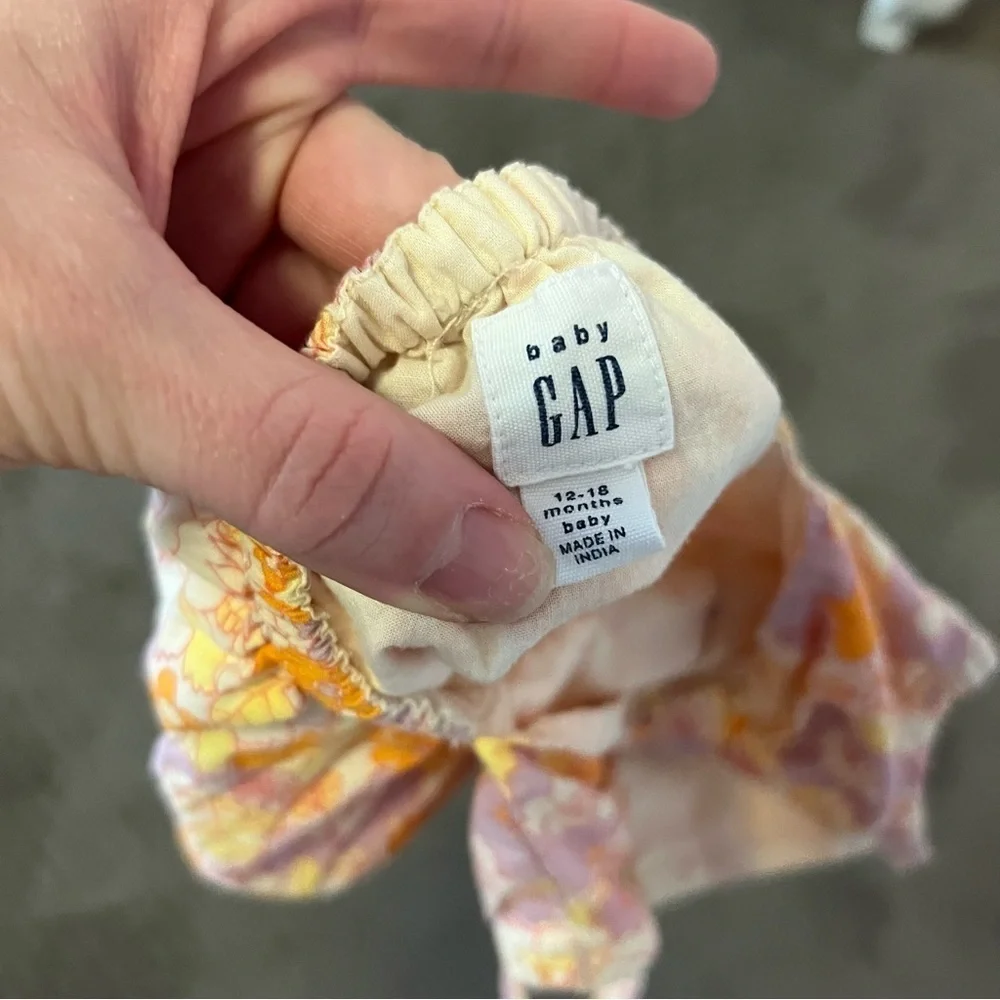 GAP Baby Floral Romper in Pink and Cream